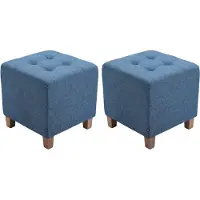 CLP Pharao Set van 2 hockers - Kruk - Vierkant - antiek-licht - blauw