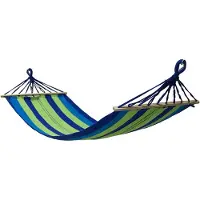 Viking Choice Hangmat 200 x 80 cm met dwarsstang - Groen blauw gestreept -