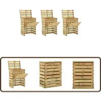 vidaXL Tuincompostbakken - 3 stuks - Grenenhout - 80x50x100 cm Tuincompostbakken - Compostbak - Composteren - Groene Hand - Duurzaam Leven