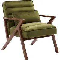 Sweeek Scandinavische fauteuil van hout en fluweel Kaki