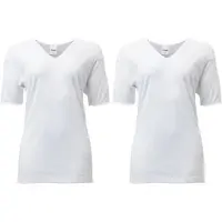 Lunatex - 2 dames thermo T-shirts - korte mouw - wit - maat M