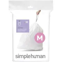 Simplehuman Code M Afvalzakken - 45 liter - 20 stuks - met Trekband - Wit