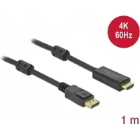 DeLOCK 85955 DisplayPort-kabel DisplayPort / HDMI Aansluitkabel DisplayPort-stekker, HDMI-A-stekker 1 m Zwart Vergulde steekcontacten, 4K UHD