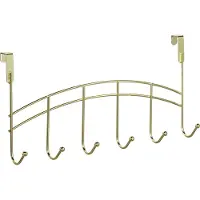Relaxdays deurkapstok - 6 haken - hangende kapstok - 20 x 40 x 9 cm - goud