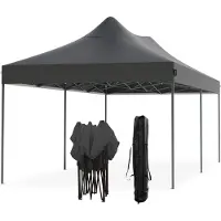 LifeGoods Partytent - Opvouwbaar - 3x6 m - Easy Up - Waterdicht - Draagtas met Wieltjes - Antraciet