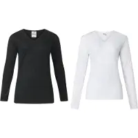 Lunatex - 2 dames thermo T-shirts - lange mouw - 50% polyester en 50% modal - zwart & wit - maat XXL