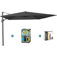 Platinum Challenger zweefparasol T1 Premium 4x3 m. - Faded Black - met ingraafvoet en hoes