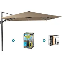 Platinum Challenger zweefparasol T2 - 3x3 m. - Taupe - met ingraafvoet en hoes