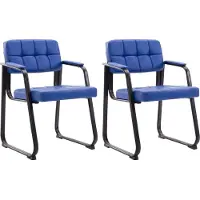 CLP Canada B Set van 2 eetkamerstoelen - met armleuning - Zwart Frame - Kunstleer - blauw