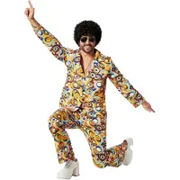 TecTake dressforfun - herenkostuum 70er jaren disco retro-cirkelpatroon - L - Verkleedkleding carnaval - Halloween - Verkleden - Feestkleding - Carnavalskleding - Feest - Partykleding