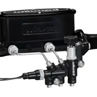Wilwood HV Tandem M/C Kit w L/H Bracket & Prop Valve - 1in Bore Black