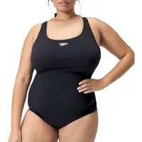 Speedo Endurance+ Medalist Dames Sportbadpak Plus Size - Kleurvast Badpak Dames Grote Maten - Chloorbestendig Zwempak Dames - Sportbadpak Dames met Medalist-rug - Zwart - 54