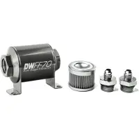 DeatschWerks Stainless Steel 6AN 100 Micron Universal Inline Fuel Filter Housing Kit (70mm)