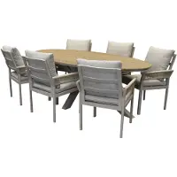 AVH-Collectie Saigon Salvador dining tuinset ovaal 220x115xH75 cm 7 delig polywood zand