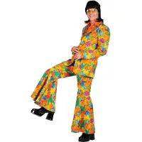 Thetru Hippie Kostuum Flower Power Volwassenen Unisex Multi Kleuren Koningsdag Maat L