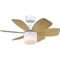 WESTINGHOUSE Verlichte plafondventilator Flora Royale Royale, dimbaar, hout licht, Woon-/ Eetkamer, Hout