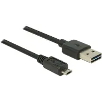 DeLOCK Easy-Micro USB naar Easy-USB-A kabel - USB2.0 - tot 2A / zwart - 3 meter