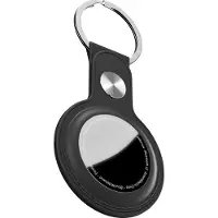 KEYBUDZ AirTag Leather Keyring Hanger Zwart
