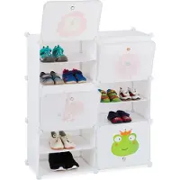 Relaxdays schoenenkast kinderen - 12 vakken - voor 24 paar - modulair - 95x84x31,5 cm
