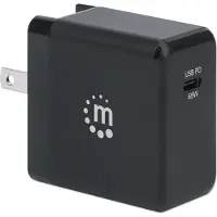 Manhattan GaN Power Delivery USB-lader, USB-voeding, USB-C PD-poort tot 65W, verwisselbare stekkers voor EU, VK en VS