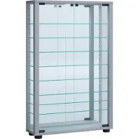 Hioshop LumoMini vitrinekast met spiegel 2 glazen deuren zilverkleurig.