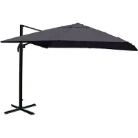 Mendler Zweefparasol -A96, 3,5x3,5m (Ø4,95m) polyester/aluminium 25kg ~ antraciet zonder standaard