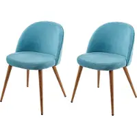MCW Set van 2 eetkamerstoelen -D53, stoel keukenstoel retro jaren 50 design, fluweel ~ turquoise