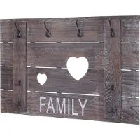 MCW Wandkapstok -C89 Familie, kapstok paneel kapstok, shabby-look vintage, 8 haken 60x90cm ~ bruin, shabby