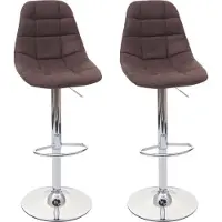 Mendler Set van 2 barkrukken -A67, barkruk counter stool, MVG-gecertificeerd ~ vintage donkerbruin, textiel