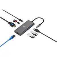 Xtrememac 8-ports USB-C Hub - 4K HDMI - Grijs