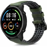 Strap-it Lederen / siliconen bandje - geschikt voor Xiaomi Watch S1 (Active/Pro) / Watch 2 Pro / Watch S3 / Mi Watch / Amazfit Balance / Bip 5 - groen
