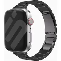 Strap-it Luxe 'slim' metalen band - geschikt voor Apple Watch Series 1/2/3/4/5/6/7/8/9/10/11/SE/SE2/SE3 - slank RVS stalen bandje voor de iWatch maat: 38 / 40 / 41 / 42mm - zwart