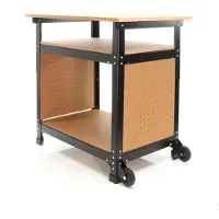 XPOtool Verrijdbare werkbank, 69 x 51 x 66 - 82 cm, werkblad in hoogte verstelbaar, werkbank met 2 wielen, 2 opbergplanken en een zijwand met gaten