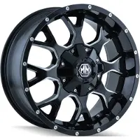 Mayhem 8015 Warrior 20x9 / 6x135 BP / 18mm Offset / 106mm Hub Black w/ Milled Spokes Wheel