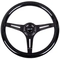 Nrg Classic Wood Grain Steering Wheel (350mm) Black Sparkled Grip w/Black 3-Spoke Center