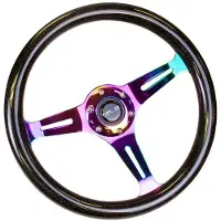 Nrg Classic Wood Grain Steering Wheel (350mm) Black Sparkle/Galaxy Color w/Neochrome 3-Spoke