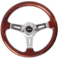 Nrg Classic Wood Grain Steering Wheel (330mm) Wood Grain w/Chrome 3-Spoke Center