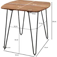 Wohnling Eettafel KELA sheeshamhout bruin 80x80 cm