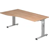 Hammerbacher Matrix VOS Hoogteverstelbaar Bureau Niervormig Walnoot C-Voet 1.800 (B) x 1.000 (D) x 850 (H) mm Spaanplaat, Staal
