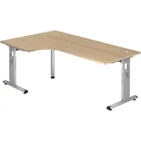 Hjh OFFICE PRO MEGA 82 S - Hout C Voet zilver 200 x 120 Eiken/Zilver Tafelhoogte I In hoogte verstelbaar