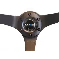 Nrg Reinforced Steering Wheel (350mm / 3in. Deep) Blk Suede w/Blk BBall Stitch (Odi Bakchis Edition)