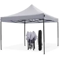 LifeGoods Partytent - Paviljoen - EasyUp - Opvouwbaar - Waterdicht - Met Draagtas met wieltjes - 300 x 300 cm - Donkergrijs