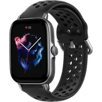 Strap-it Siliconen sport bandje met gaatjes - Geschikt voor Xiaomi Amazfit Bip / Bip Lite / Bip S / Bip U / Bip U Pro / Amazfit GTS / GTS 2 / GTS 3 / GTS 4 - Mini bandje - Sport bandje - Zwart