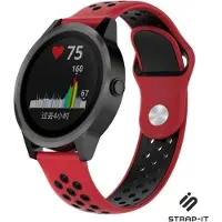 Strap-it Siliconen sport bandje - geschikt voor Garmin Vivoactive 3 / Vivoactive 5 / Venu / Venu SQ / Vivomove HR / Forerunner 245 / 570 - 42mm / 645 - rood/zwart