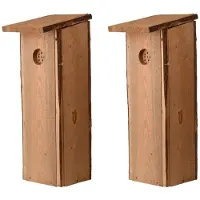 Best for birds 2x Houten vogelhuisjes/nesthuisjes 54 cm voor spechten - Vurenhouten