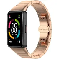 Strap-it Stalen Smartwatch bandje - Geschikt voor Huawei Band 6 metalen bandje - rosé goud - Horlogeband / Polsband / Armband