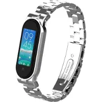 Strap-it Stalen schakel bandje - geschikt voor Xiaomi Mi Band 5 / Mi Band 6 - zilver