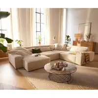 DELIFE Woonkamer landschap Sirpio XL 360x260 cm Snoer beige recamiere variabel