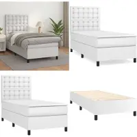 vidaXL Boxspring met matras kunstleer wit 100x200 cm