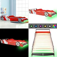 vidaXL Kinderbed raceauto met LED-verlichting rood 90x200 cm - Kinderbed - Kinderbedden - Bed - Bedden